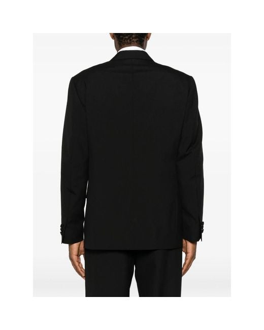 Lardini Black Double-Breasted Peak-Lapel Jacket for men