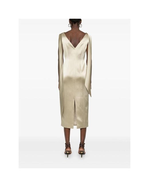 Fely Campo Natural Sash-Detail Midi Dress