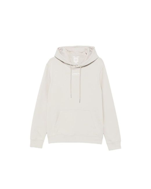 Calvin Klein White Logo-Patch Drawstring Hoodie for men