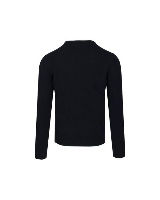 Fedeli Blue Cashmere Crew-Neck Sweater for men