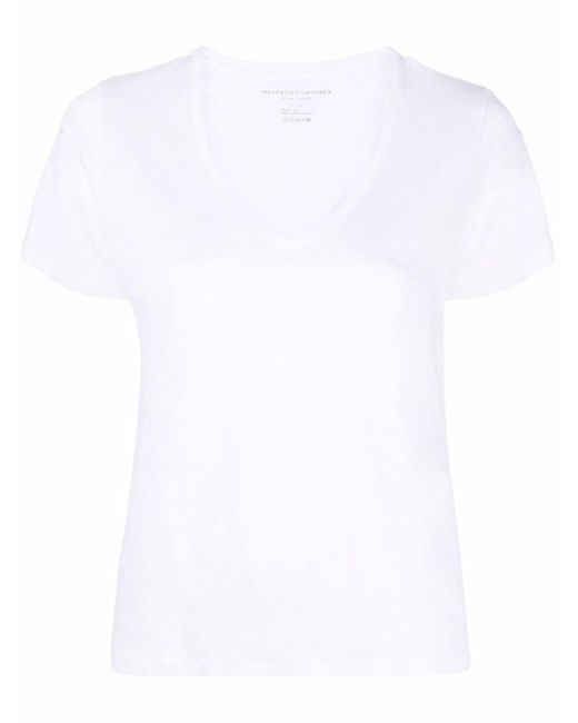 Majestic Filatures White V-Neck Short-Sleeve T-Shirt