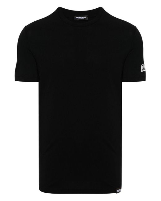 DSquared² Black Rubberised-Logo T-Shirt for men
