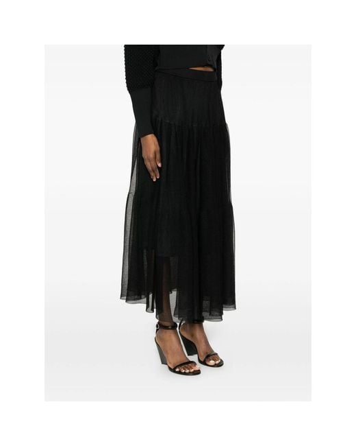 CFCL Black Tiered Midi Skirt