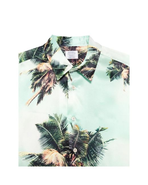 Mazzarelli Green Palm-Print Shirt for men