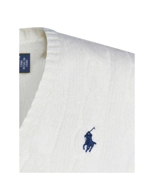 Ralph Lauren Gray Cable-Knit V-Neck Sweater