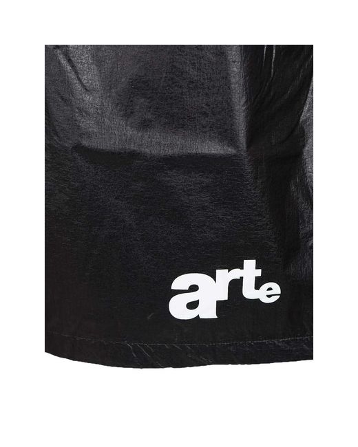 Arte' Black Logo-Print Metallic Shorts for men