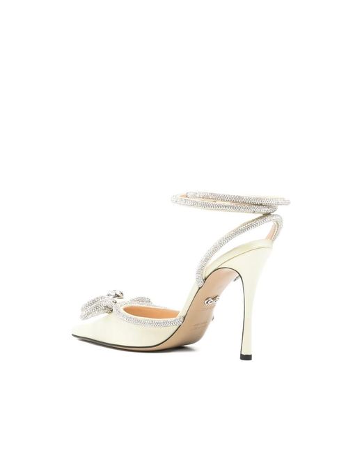 Mach & Mach White Bow Ankle-Strap Pumps