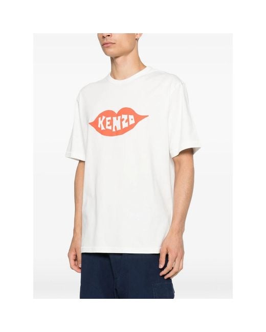 KENZO White Logo-Print T-Shirt for men