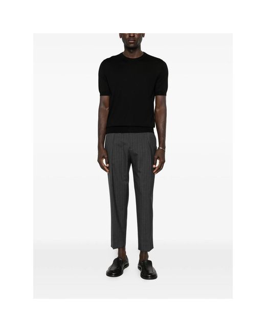 BRIGLIA Gray Portobllos Pinstripe Pleated Trousers for men