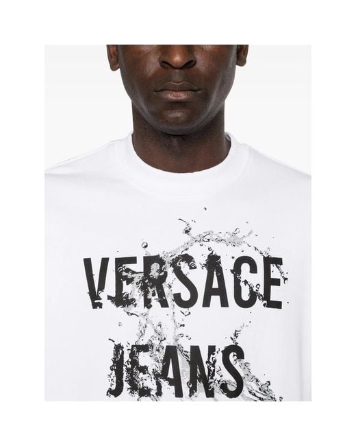 Versace Jeans Couture White Printed Crew-Neck Sweatshirt for men