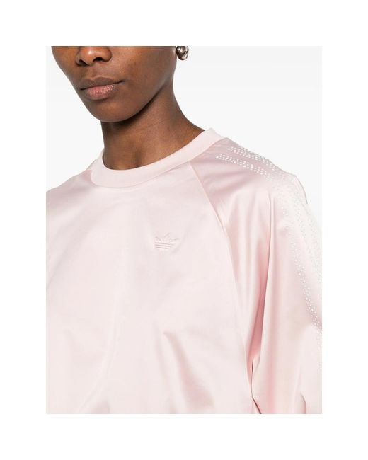 Adidas Pink Sweatshirt With Textured Sleeves