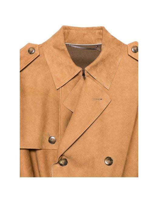 Canali Brown Belted Double-Breasted Jacket for men
