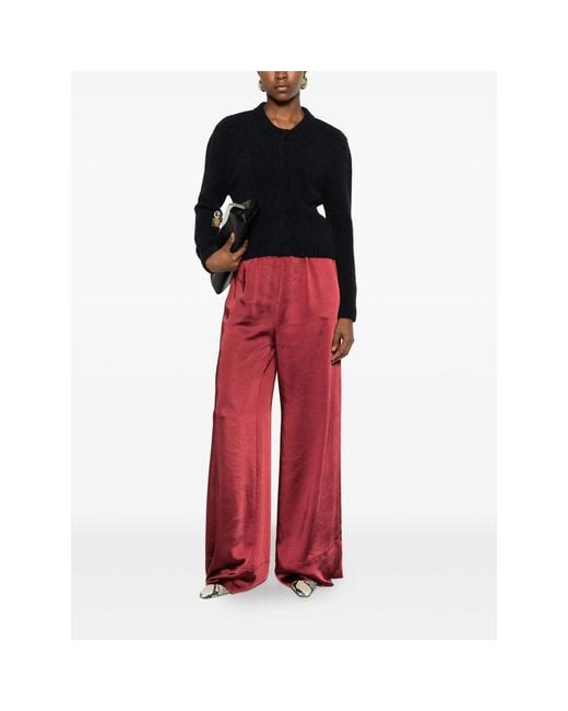 THE NINA STUDIO Red Elasticated-Waistband Trousers