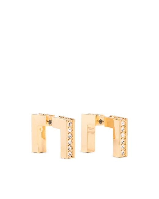 Elisabetta Franchi Metallic Rhinestone-Embellished Earrings
