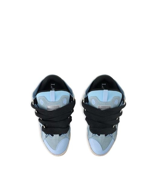 Lanvin Blue Curb Sneakers Cut-Out Suede Sneakers for men