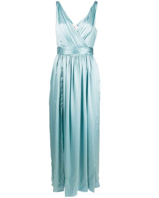 CRI.DA Blue Sleeveless Silk Long Dress