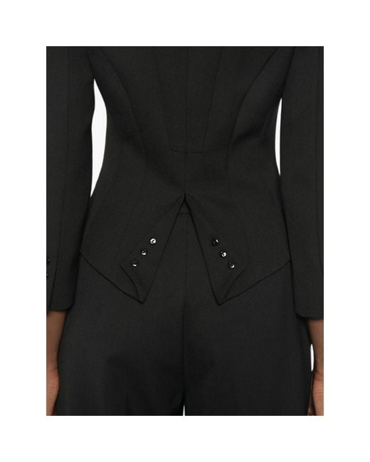 Elisabetta Franchi Black Double-Button Peaked-Lapel Blazer