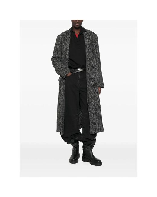 Isabel Marant Black Double-Breasted Long-Sleeve Coat