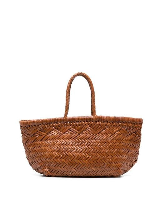 Dragon Diffusion Brown Triple Jump Woven Leather Tote Bag