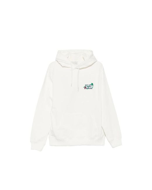 Drole de Monsieur White Vine-Embroidered Hoodie for men