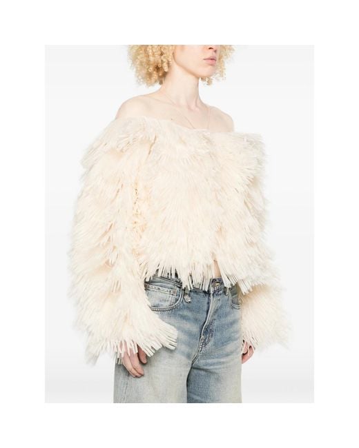 Elisabetta Franchi Natural Jacket With Tulle Yoke