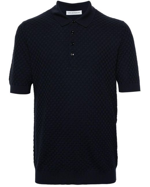GOES BOTANICAL Blue Interlock Merino Wool Polo Shirt for men