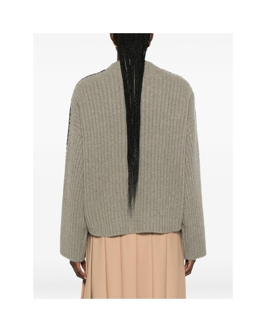 Kujten Green Ribbed Whipstitch-Trim Sweater