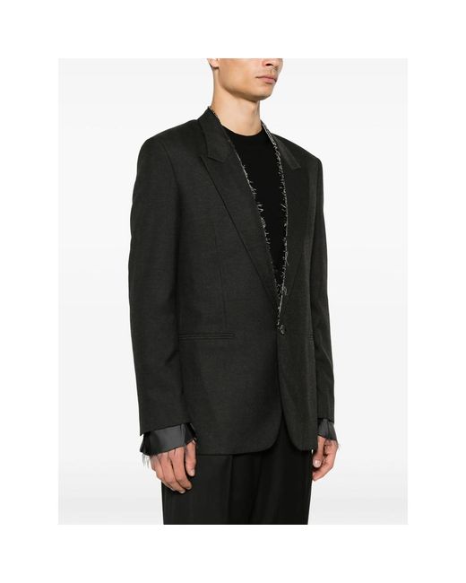 Eraldo Black Raw-Cut Blazer for men