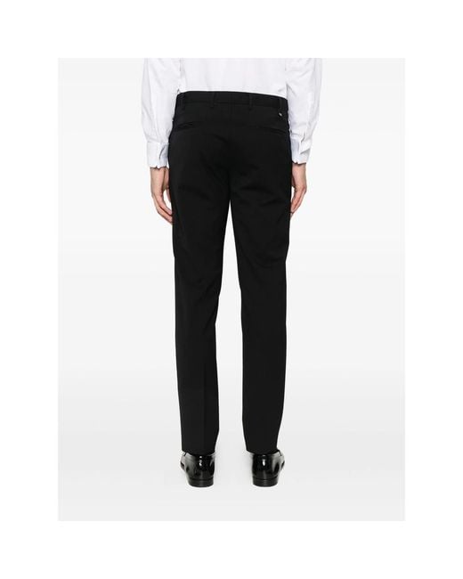 PT Torino Black Slim-Fit Pressed-Crease Trousers for men