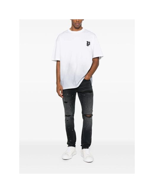 Purple Brand Black Distressed Splatter Denim for men
