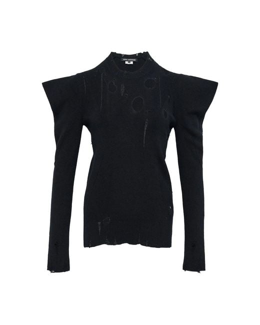 Junya Watanabe Black Ribbed Wool Sweater