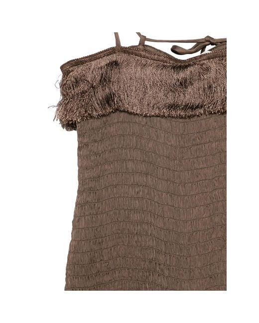 By Malene Birger Brown Valia Fringed Mini Dress