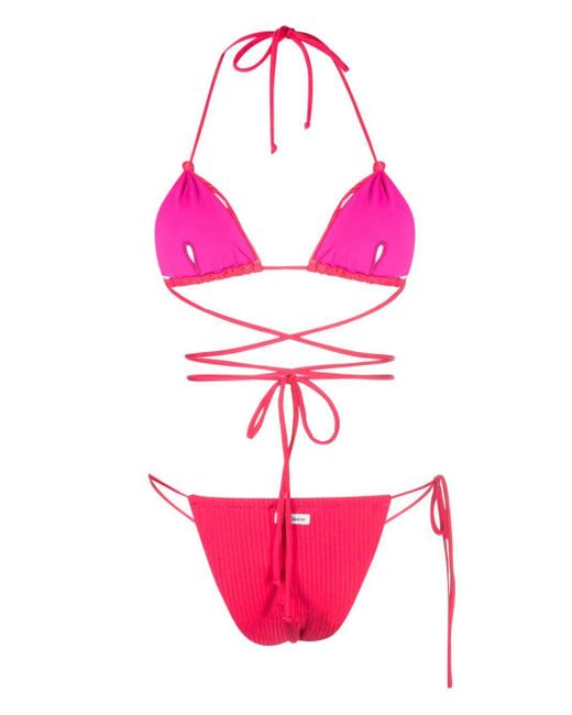 MATINEÉ Pink Strappy Ribbed Bikini