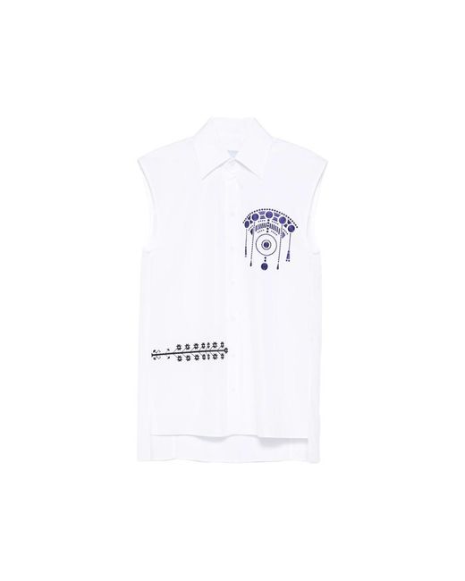 Seafarer White Printed Sleeveless Top