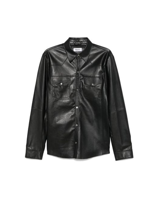 Eraldo Black Leather Shirt for men