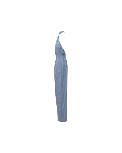 ANDAMANE Blue Amber Striped Jumpsuit