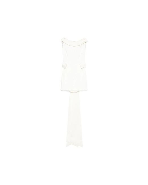 New Arrivals White Daphne Bow-Detail Train Mini Dress