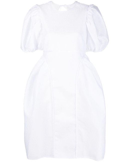 Cecilie Bahnsen Puff-sleeve Midi Dress in White | Lyst