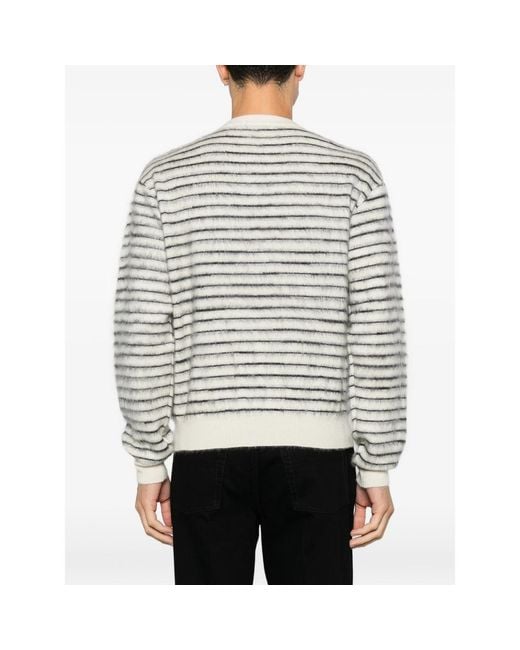 Tom Ford White Striped Crew-Neck Sweater for men