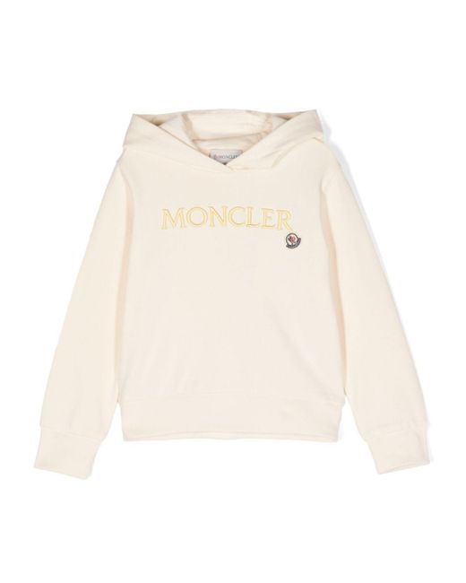 Moncler Natural Embroidered-Logo Cotton Hoodie