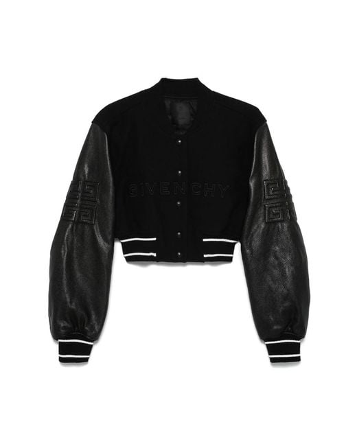 Givenchy Black Cropped Bomber Jacket