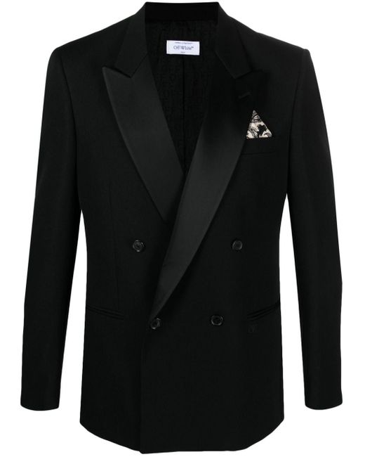 Off-White c/o Virgil Abloh Black Off- Satin-Lined Virgin-Wool Tuxedo Jacket for men