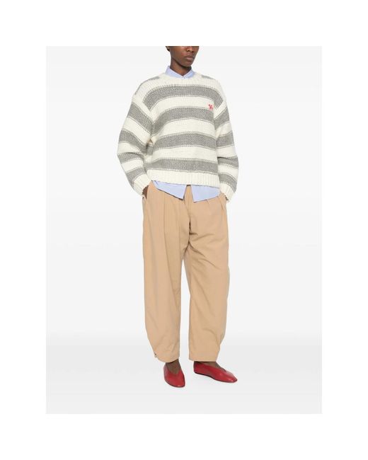 Stine Goya White Striped Chunky-Knit Sweater