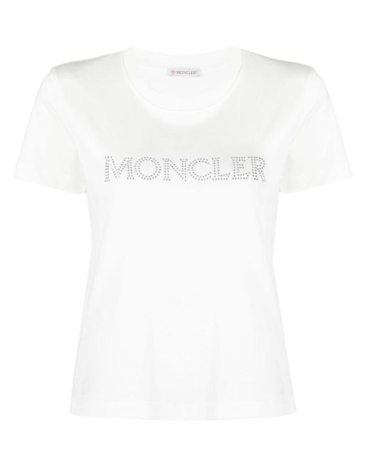 Moncler White Logo-Embellished Cotton T-Shirt