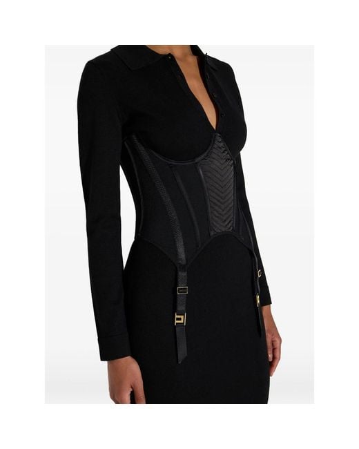 Elisabetta Franchi Black Knit Bustier Dress