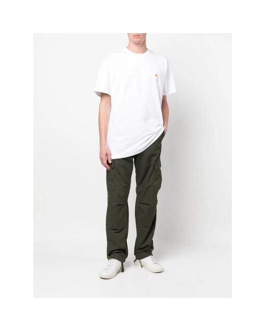 Carhartt White Logo Cotton T-Shirt for men
