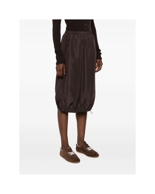 CECILIE BAHNSEN Brown Drawstring-Hem Balloon Midi Skirt