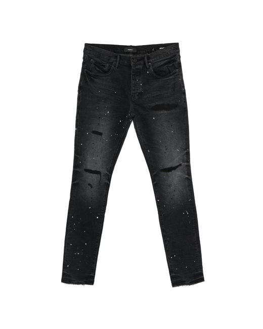 Purple Brand Black Distressed Splatter Denim for men