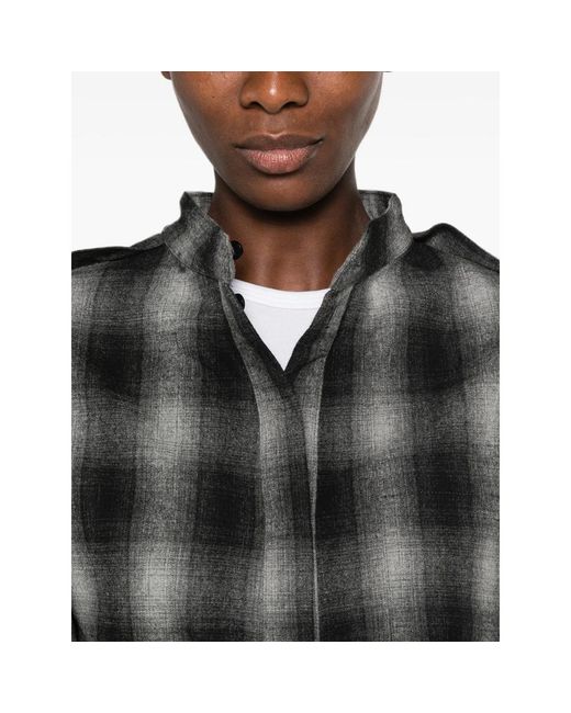 IRO Black Natte Checked Top