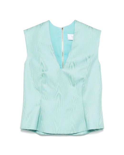 DE SANTIS Blue Patterned Top